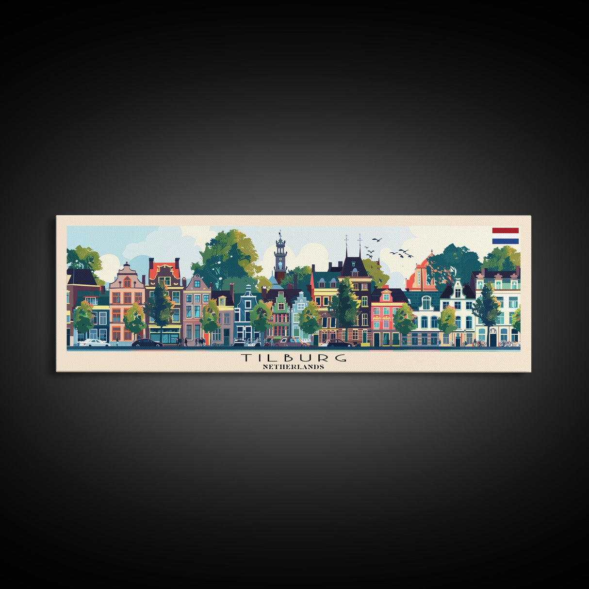 Tilburg Netherlands Wall Art, Panoramic Travel Poster, Panoramic Framed Canvas Print, City Wall Art, Wall Hanging Home Decor, Travel Art