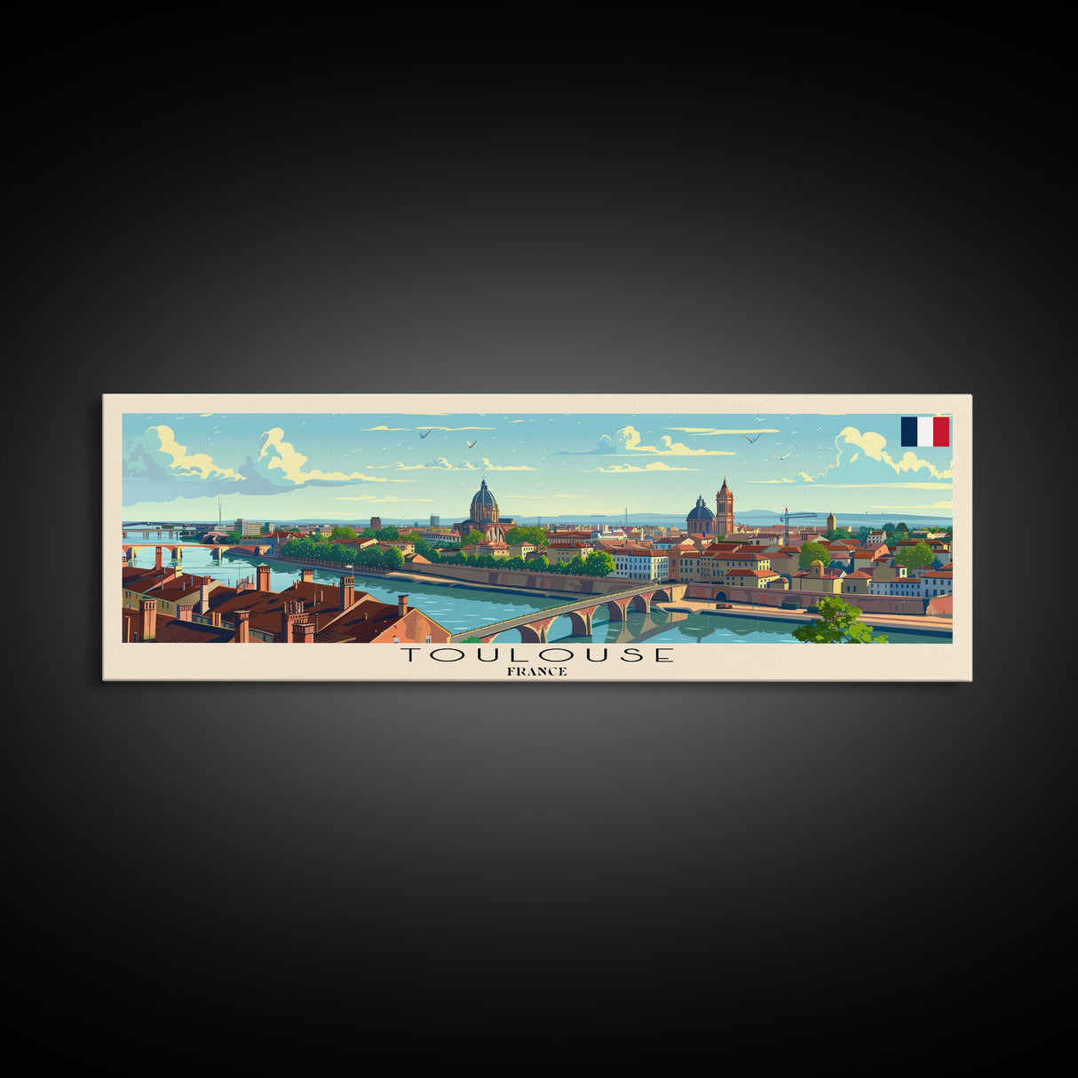 Toulouse Franc Wall Art, Panoramic Travel Poster, Panoramic Framed Canvas Print, City Wall Art, Wall Hanging Home Decor, Travel Art