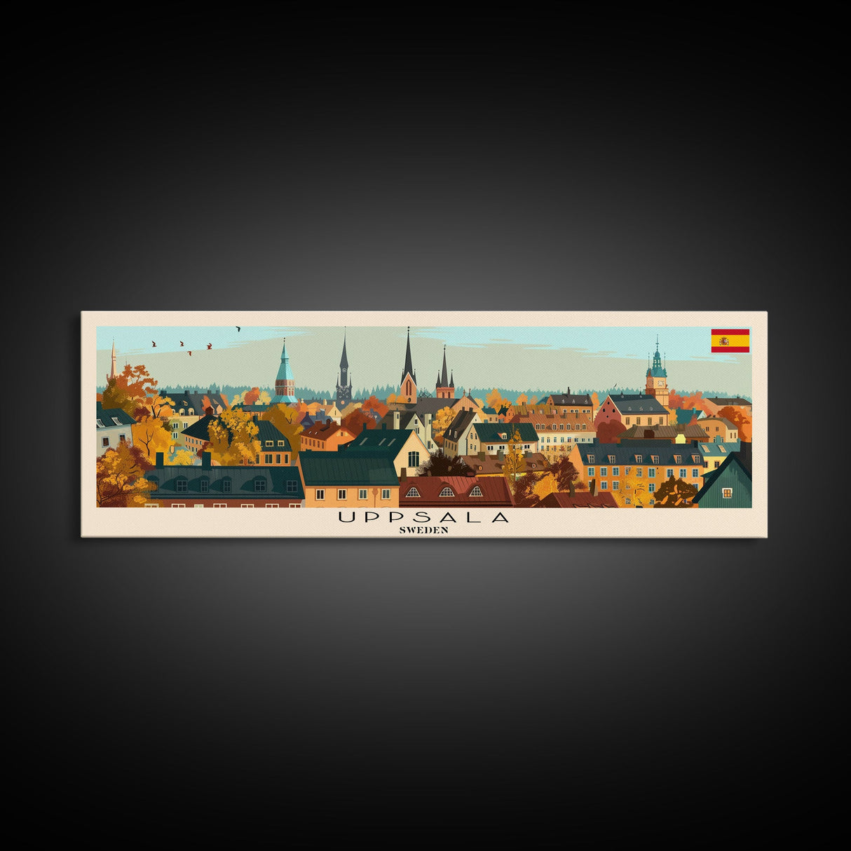 Uppsala Sweden Wall Art, Panoramic Travel Poster, Panoramic Framed Canvas Print, City Wall Art, Wall Hanging Home Decor, Travel Art