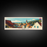 Varazdin Croatia Panoramic Travel Poster, Framed Canvas Print or Metal Wall Art, Travel Art, Home Decor, Panoramic Painting, Midcentury Art