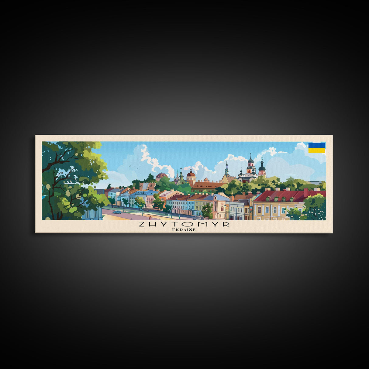 Zhytomyr Ukraine Travel Art, City Art, Framed Canvas Print or Metal Wall Art, Europe Travel Poster, Panoramic Wall Art, Extra Wide Wall Art