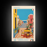 Taranto Italy Travel Poster Framed Canvas Print, Midcentury Modern Art, Pop Art Wall Decor, Living Room Art, Home Decoration