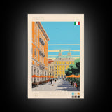 Trieste Italy Travel Poster Framed Canvas Print, Midcentury Modern Art, Pop Art Wall Decor, Living Room Art, Home Decoration