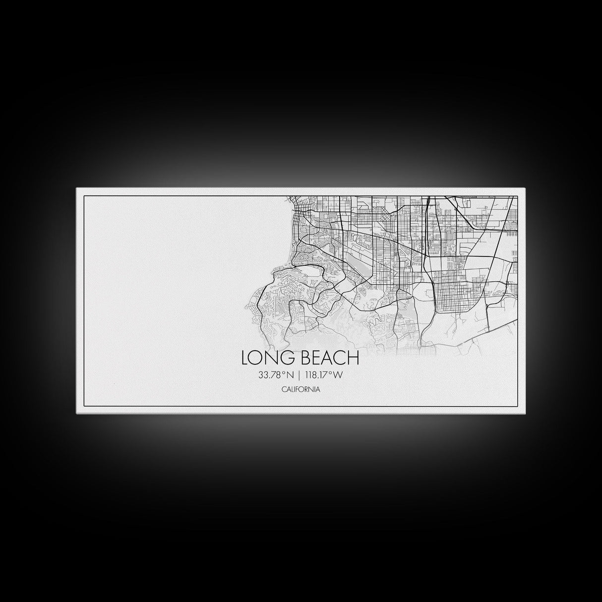 Long Beach City Map, California Map, Map Art, Modern Art, Wall Art, Canvas Art, Beach Home Wall Art, Gift For Her, College Apartment Art