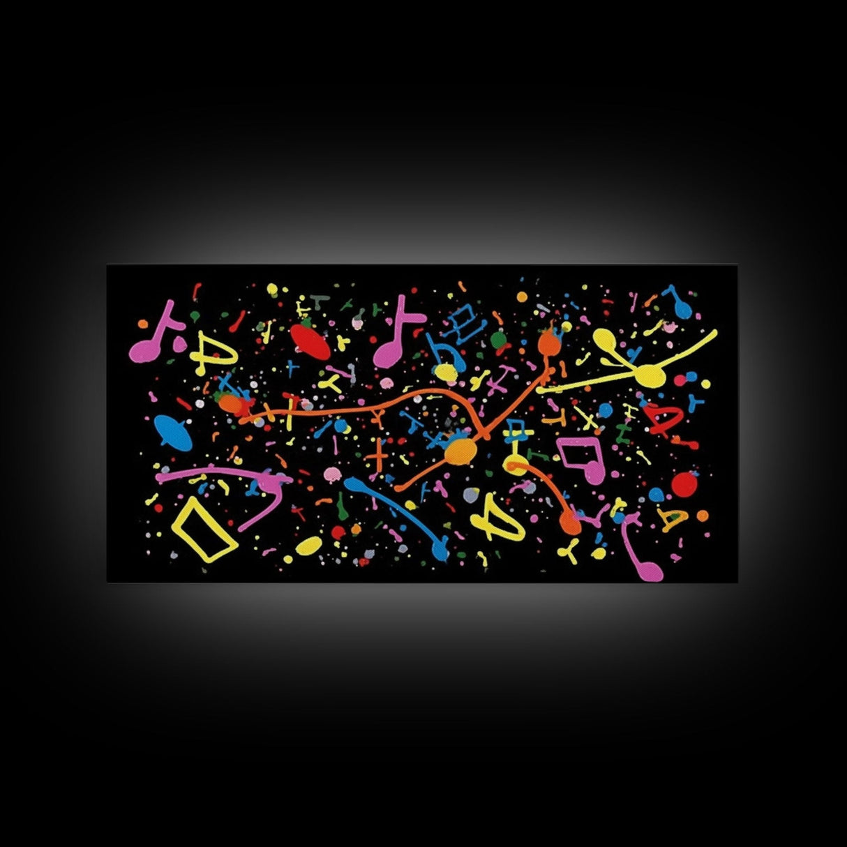 Musical Notes Graffiti Art - Colorful Painting / Canvas Print - Retro / Midcentury Style Abstract / Impressionist Art - Splatter Art