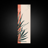 Skinny Art Abstract Greenery In Japanese Style Wood Block Print Subtle Tones On Framed Canvas Print, Tall Art Ukiyo-e