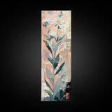 Tall Stemmed Wildflowers Abstract Background Japanese Style Tall Skinny Framed Canvas Print Wall Art