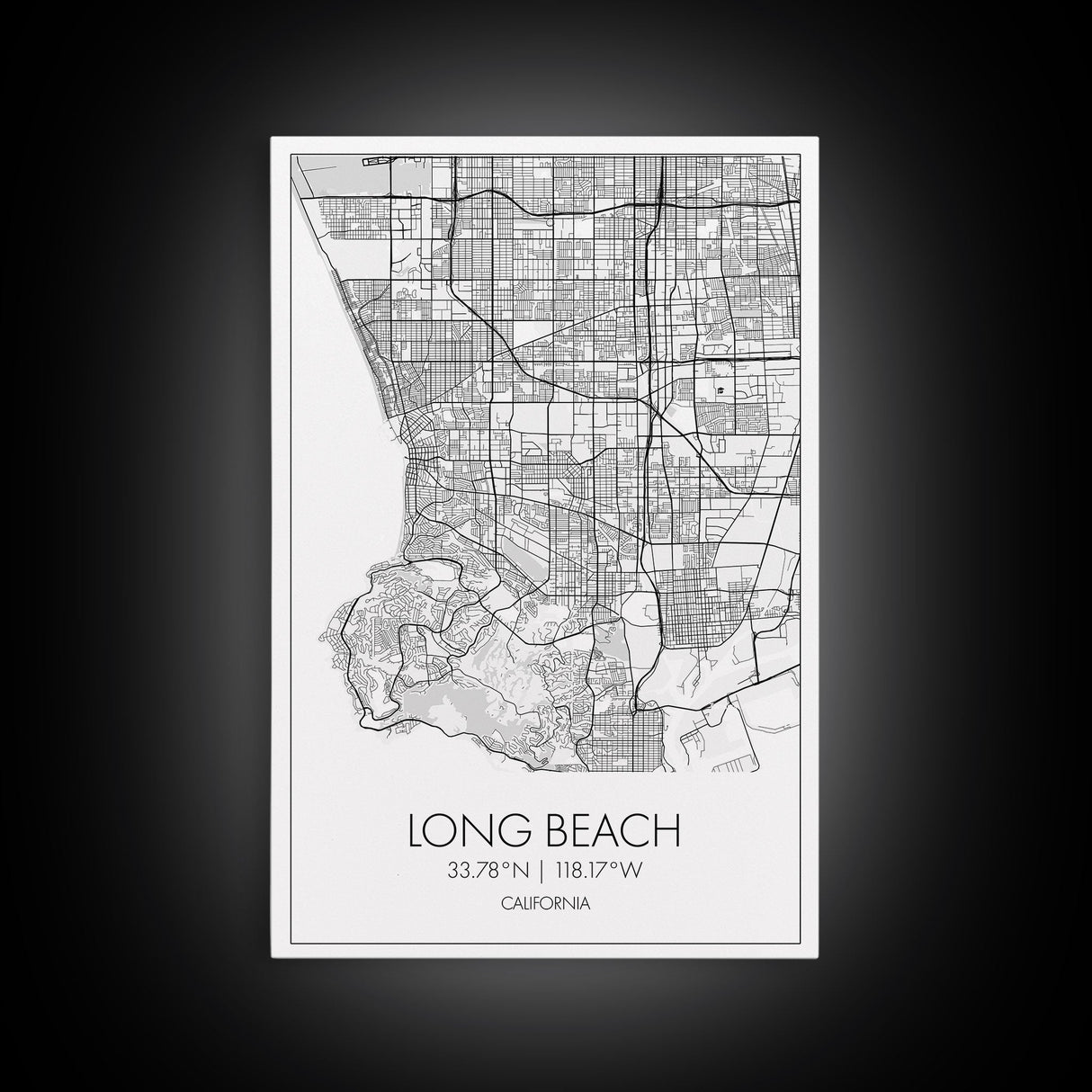 Long Beach Street Map, California Map, City Map Art, Modern Art, Wall Art, Canvas Print, Adventure Wall Art, Home Office Art, Gift For Him