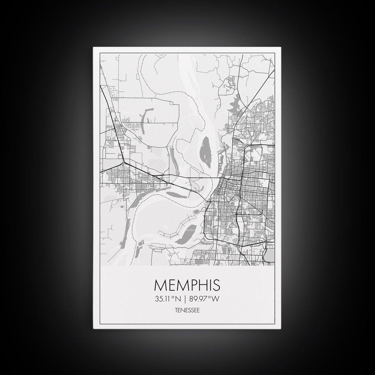 Memphis Street Map, Tennessee Map, City Map Art, Modern Art, Wall Art, Canvas Print, Music Room Décor, Housewarming Gift, Travel Art
