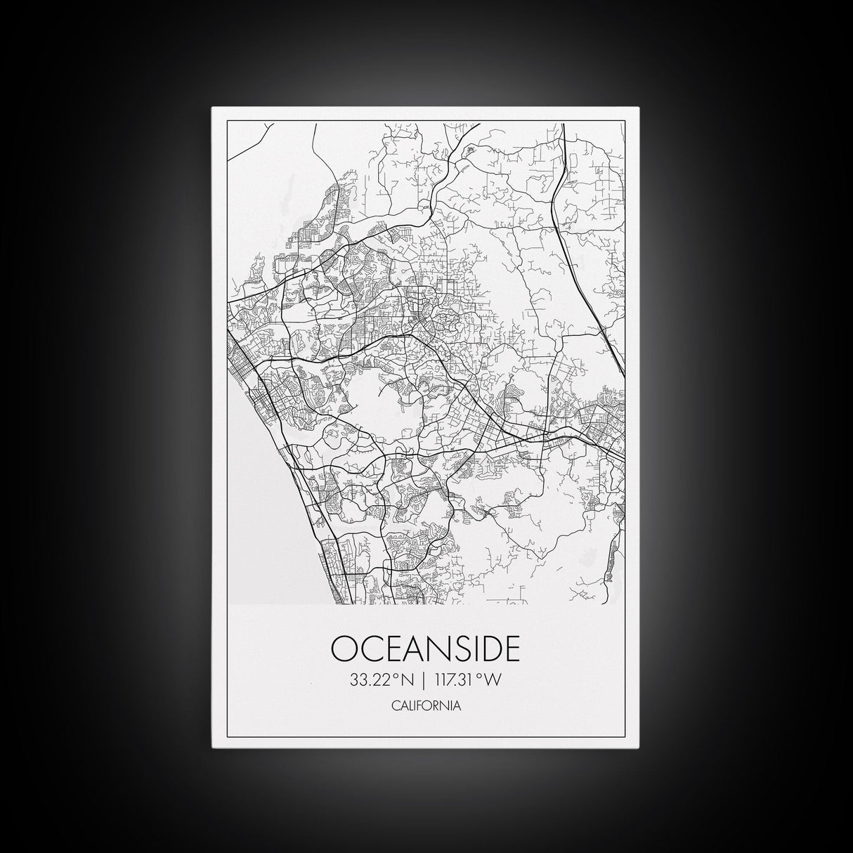 Oceanside Street Map, California Map, City Map Art, Modern Art, Wall Art, Canvas Print, Bedroom Wall Décor, Wedding Gift, Travel Wall Art