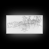 Reno City Map, Nevada Art, Map Print, Minimalist Wall Art, Wall Art, Canvas Art, Dorm Room Art, Panoramic Art, Gift For The Home, Room Décor