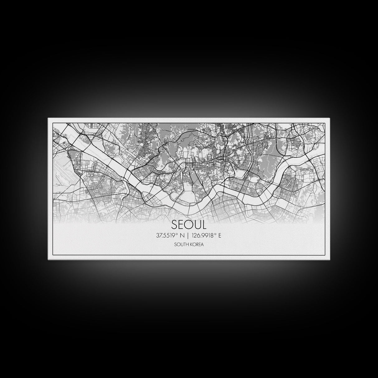 Seoul City Map, South Korea Art, Map Print, Modern Wall Art, Wall Art, Canvas Art, Thank You Gift, College Dorm Décor, Panoramic Art