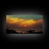 Canvas Print, Tropical sunset over the ocean, beach art, island life, living room wall art, guest room wall art