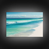 Serene Beach Scene | Bora Bora Art | Framed Canvas Print | Wood Frame Wall Art | Boho Style Primitive Art