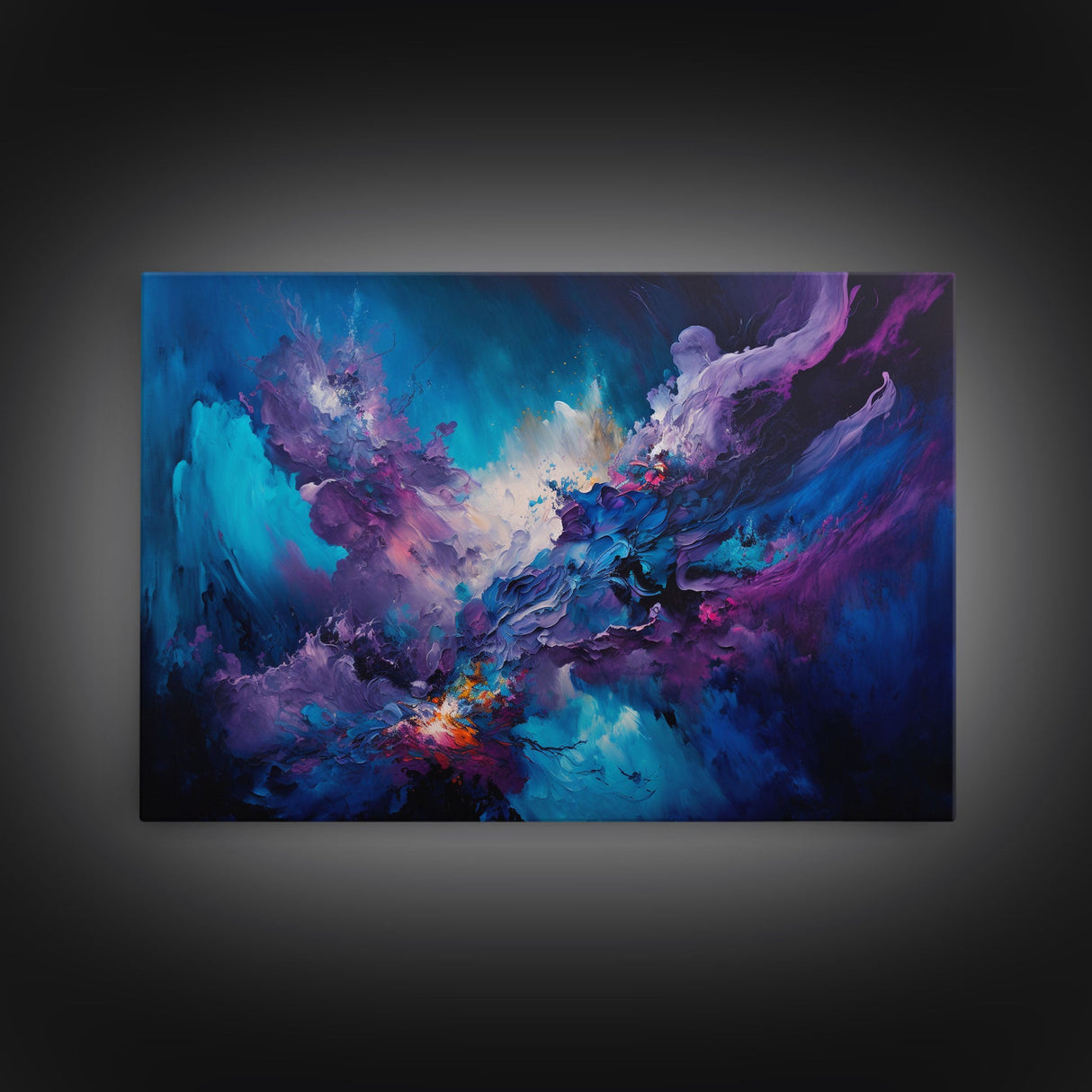 Large Blue and Purple Framed Canvas Print Abstract Art, Extra Large Painting On Canvas, Large Abstract Art, Contemporary Art Canvas