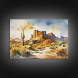 Beautiful Arizona Watercolor Landscape Painting Print, Wood Framed Art, Gift for him, painting, Prints, Abstract Wall Art