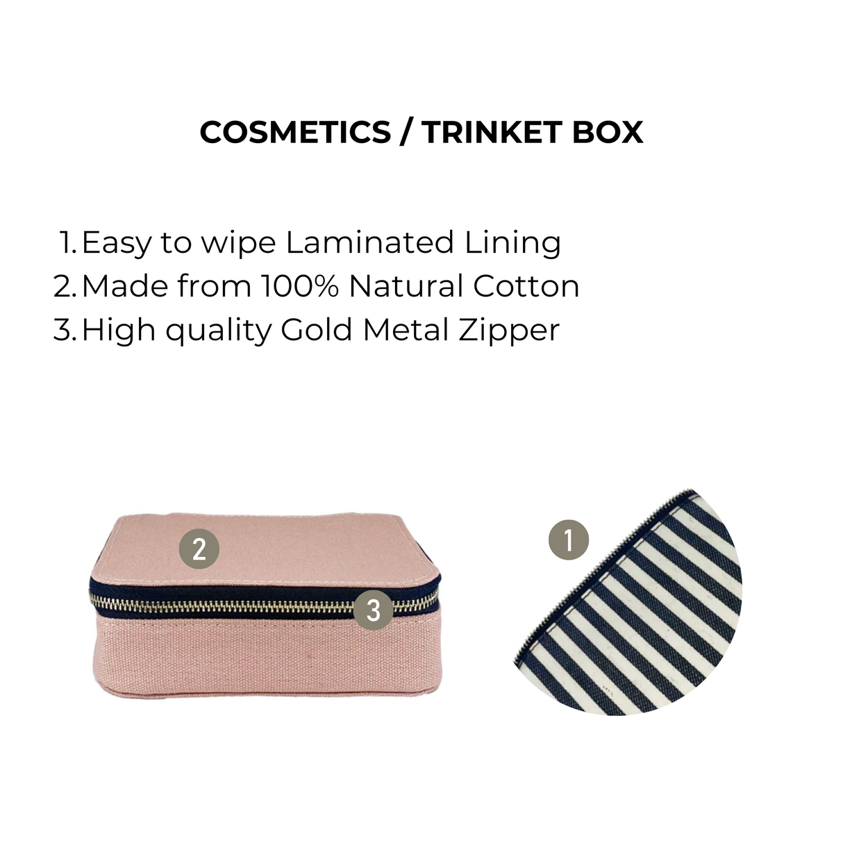 Cosmetics/Trinket Box, Pink/Blush