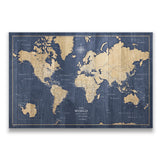 Push Pin World Map Pin Board - Deep-Sea Drift - Pins Included!