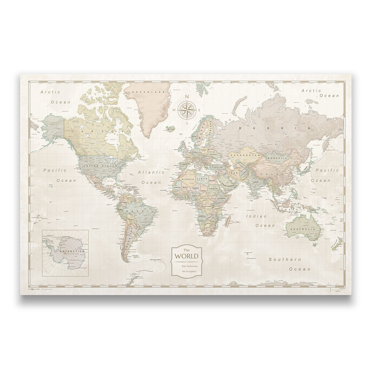 Push Pin World Map Pin Board - Desert Sunrise - Pins Included!