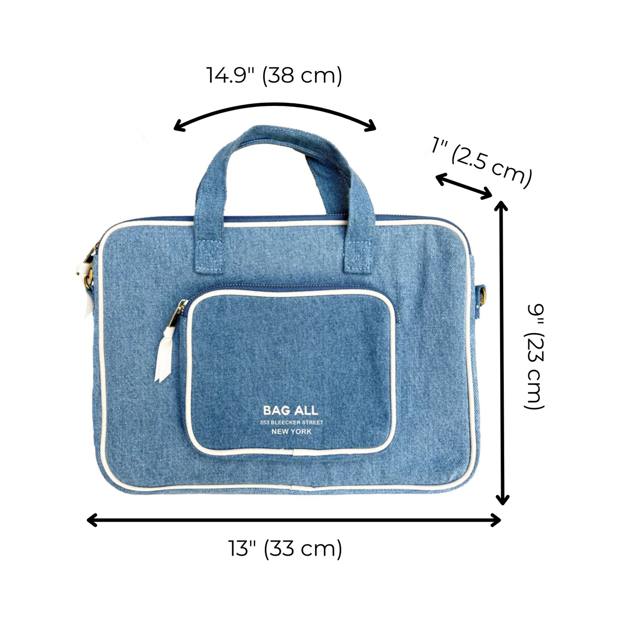 Laptop Case 13", Handle & Charger Pocket, Denim