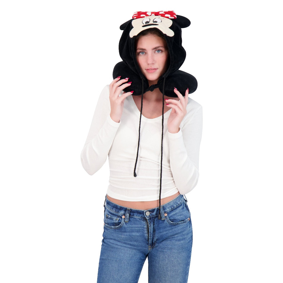 Disney Minnie Mouse Travel Neck Pillow Hoodie, Black