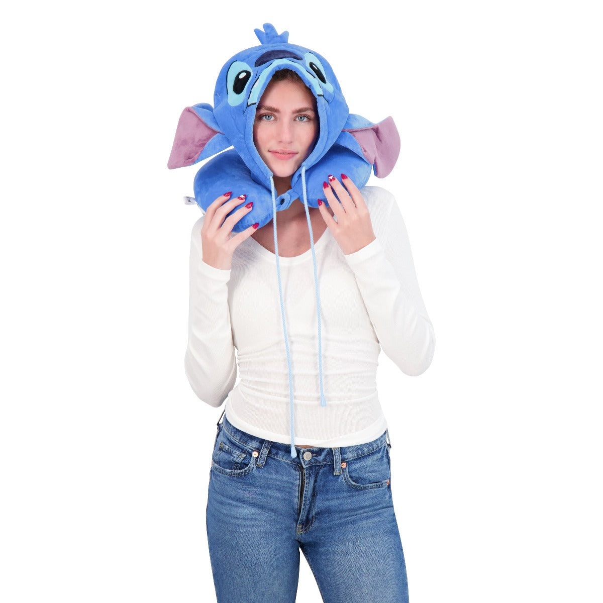 Disney Stitch Travel Neck Pillow Hoodie, Blue