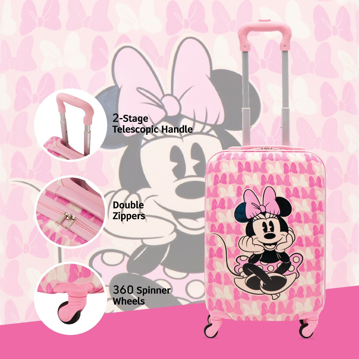 Disney Ful Minnie Mouse Bows Print Kids 20.5" luggage