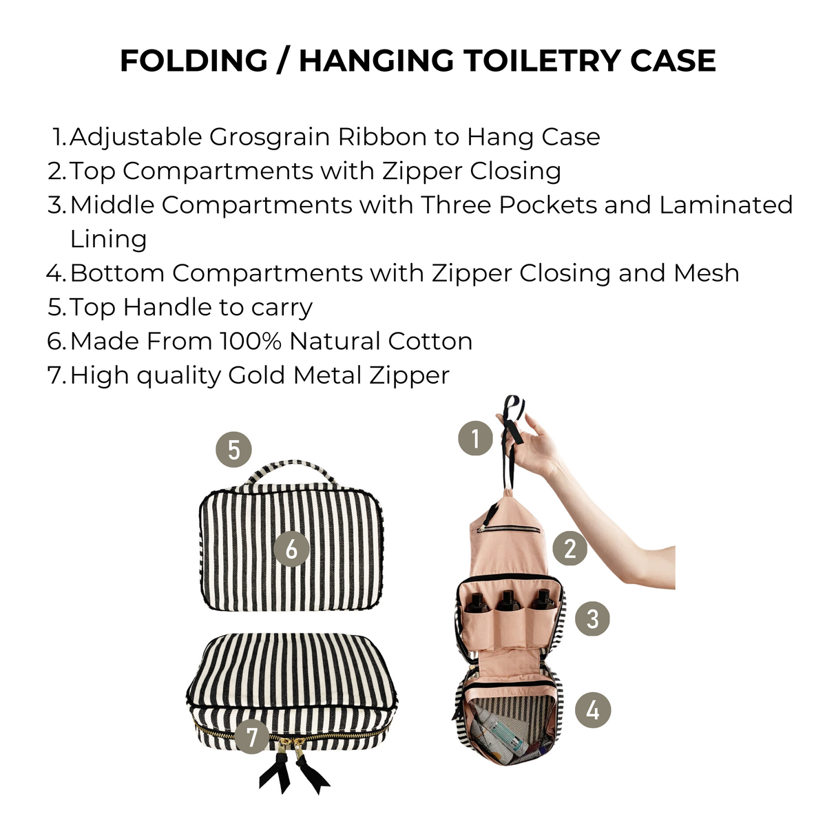 Folding/Hanging Toiletry Case, Striped