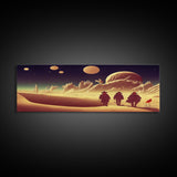 Space Cowboys, Psychedelic Scifi Art, Wall Decor, Ready To Hang Framed Canvas Print, Oversize Panoramic Mancave Art