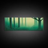 Emerald Green Forest Landscape, Panoramic Art, Framed Canvas, Framed Wall Art, Wall Art With Frame