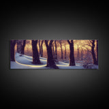 Snowcapped Forest Winter Scene, Ready To Hang Framed Canvas Print, Beautiful Panoramic Wall Decor Art