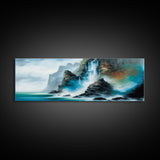 Fantasy Waterfall Canvas Print - Panoramic Landscape Painting - Perfect for Living Room and Bedroom Decor