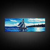 Come Sail Away - Panoramic Sail Boat Art - Framed Canvas Print - Oil Painting Reprint - Framed Art - Sailing On The Open Ocean