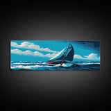 Come Sail Away - Panoramic Sail Boat Art - Framed Canvas Print - Oil Painting Reprint - Framed Art - Sailing On The Ocean Blue