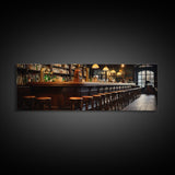 Panoramic Bar Wall Art, Vintage 19th Century Bar Wall Art, Framed Canvas Print, Bar Cart Art, Bar Wall Art, Bar Art Prints, Antique Bar Art