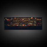 Panoramic Bar Wall Art, Vintage 19th Century Bar Wall Art, Framed Canvas Print, Bar Cart Art, Bar Wall Art, Bar Art Prints, Antique Bar Art