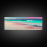 Panoramic Beach Sunset Framed Canvas Print - Perfect for Living Room, Bedroom, or Office Decor | Framed Wall Art, Blue Ocean and Sunset