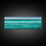 Panoramic Canvas Print of Blue Ocean Landscape Painting - Home and Office Decor, Sea Green, Seascapes, Pacific Ocean, Atlantic Ocean