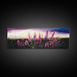 Panoramic Framed Canvas Print of Beautiful Pink and Red Flowers in a Field - Perfect for Living Room, Bedroom, and Office Walls