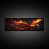 Panoramic Canvas Print Of "The Phoenix" - Rebirth Art - Framed Canvas Art - Framed Wall Art - Incredibly Beautiful Phoenix Decor