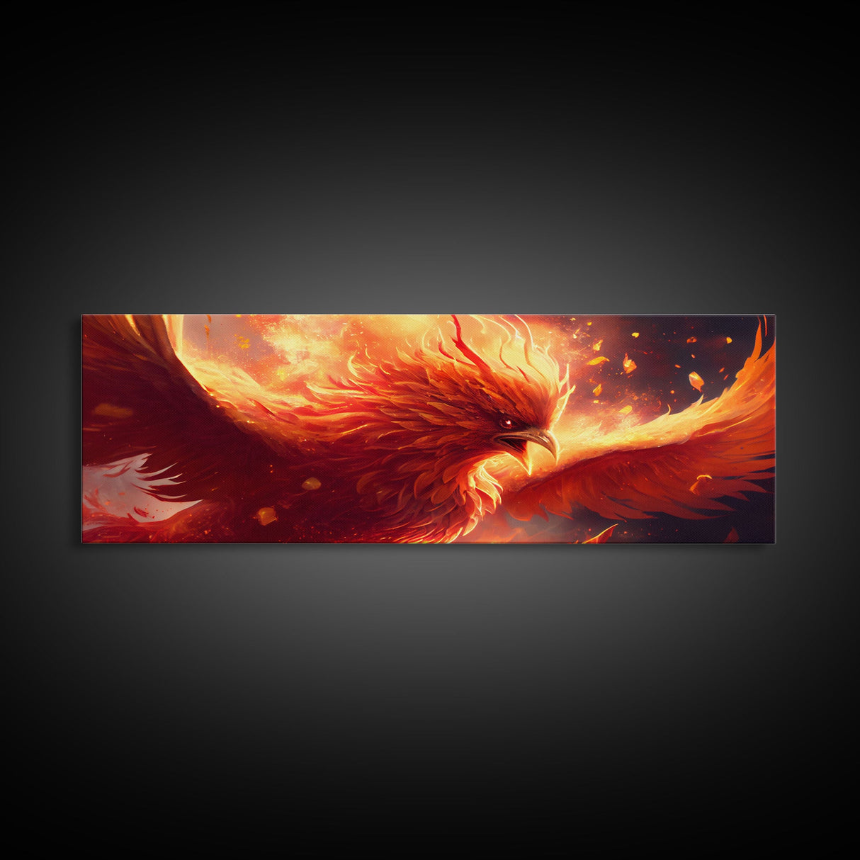 Panoramic Phoenix Canvas Print Of "Rebirth" - Rebirth Art - Framed Canvas Art - Framed Wall Art - Incredibly Beautiful Phoenix Decor