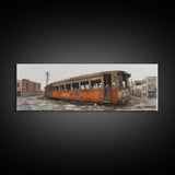 Abandoned Orange Train, Graffiti Art, Urban Art Print, Street Art, Wall Decor, Large Canvas Print, Panoramic, Wall Art, Canvas Print