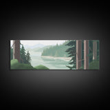 Nature Landscape Wall Art Print, Lake, River, Trees, Mountain, Wall Decor, Large Canvas Art Print, Panoramic, Wall Art, Canvas Print