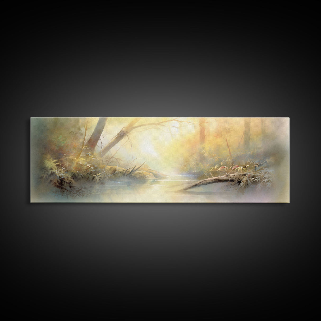 Beautiful Misty Landscape Wall Art Print, Foggy Lake, River, Trees, Wall Decor, Large Canvas Art Print, Panoramic, Wall Art, Canvas Print