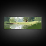 Large Abstract Landscape Wall Art Print, Lake, River, Pond, Trees, Wall Decor, Large Canvas Art Print, Panoramic, Wall Art, Canvas Print