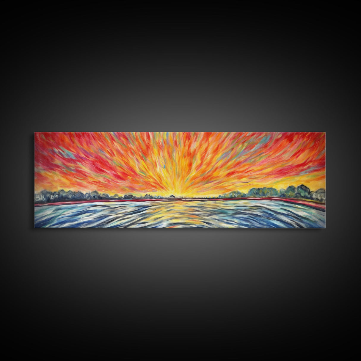 Abstract Beach Wall Art, Colorful Abstract Nature, Framed Abstract Print Art, Sunset, Beach, Vibrant Art, Panoramic, Wall Art, Canvas Print