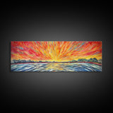 Abstract Beach Wall Art, Colorful Abstract Nature, Framed Abstract Print Art, Sunset, Beach, Vibrant Art, Panoramic, Wall Art, Canvas Print