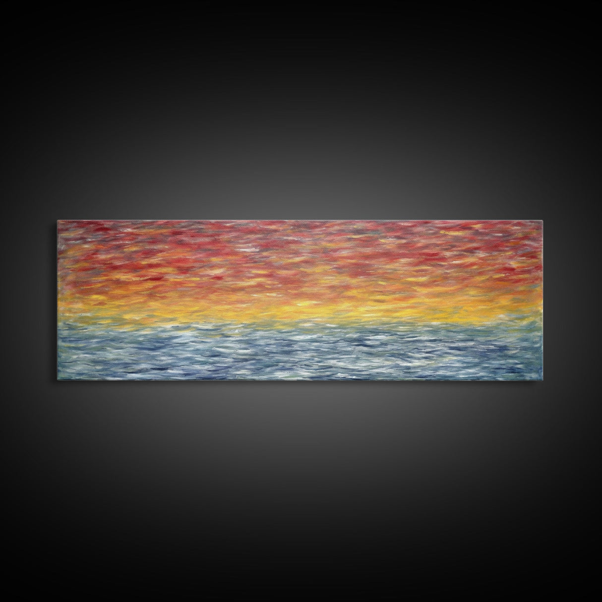 Abstract Ocean Horizon Wall Art, Colorful Abstract, Framed Abstract Print Art, Sunset, Sea, Vibrant Art, Panoramic, Wall Art, Canvas Print