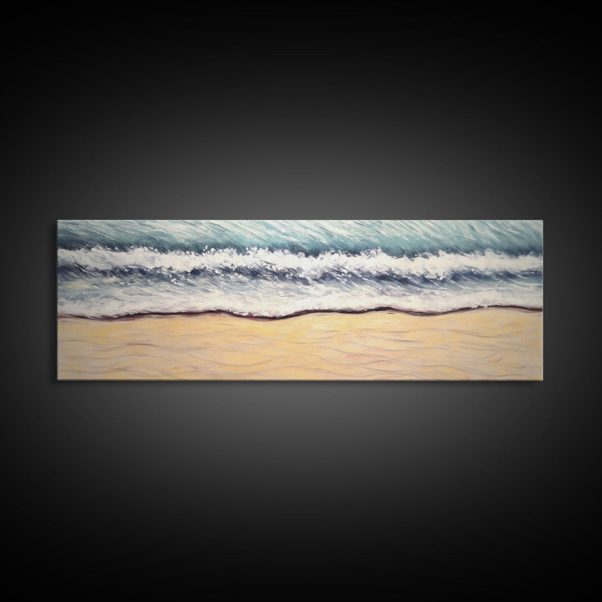 Minimalist Beach Canvas Art Print, Seashore, Shoreline, Ocean, Waves, Canvas Wall Art Beach, Wall Decor, Panoramic, Wall Art, Canvas Print