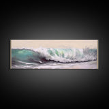 Green Ocean Wall Art Canvas Print, Minimalist Ocean Art, Seascape Wall Decor, Ocean Waves Art Framed, Panoramic, Wall Art, Canvas Print